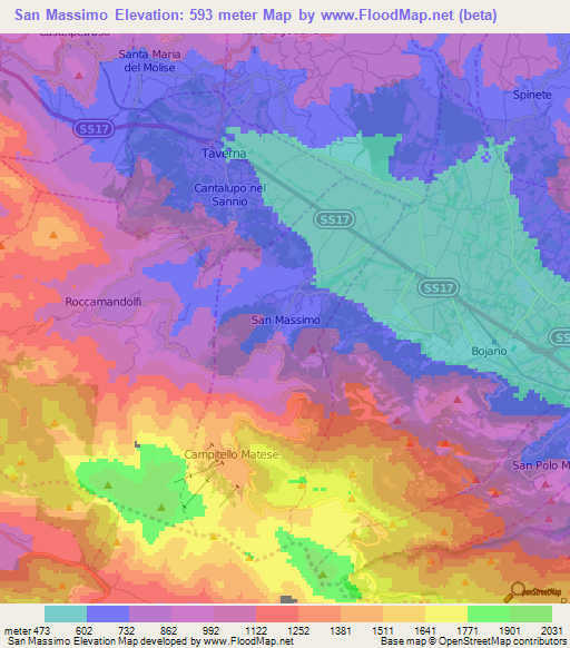 San Massimo,Italy Elevation Map