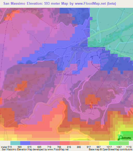 San Massimo,Italy Elevation Map