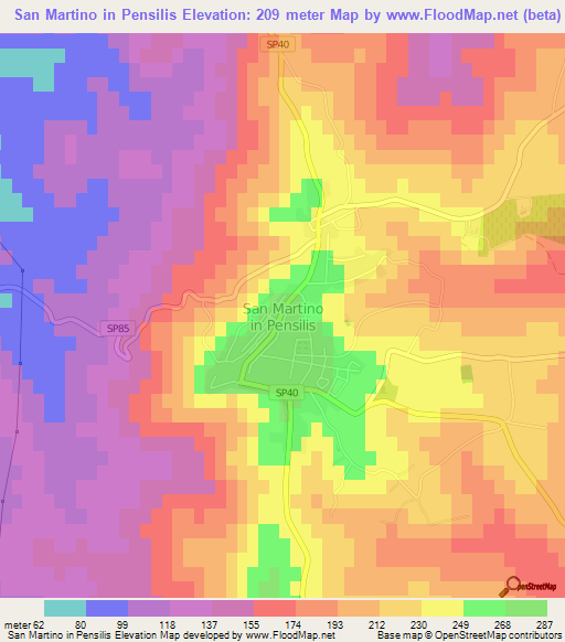 San Martino in Pensilis,Italy Elevation Map