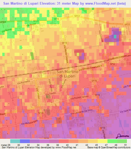 San Martino di Lupari,Italy Elevation Map