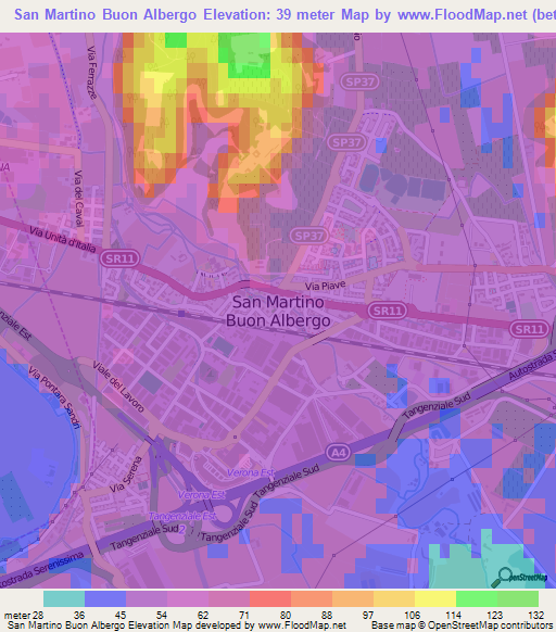 San Martino Buon Albergo,Italy Elevation Map