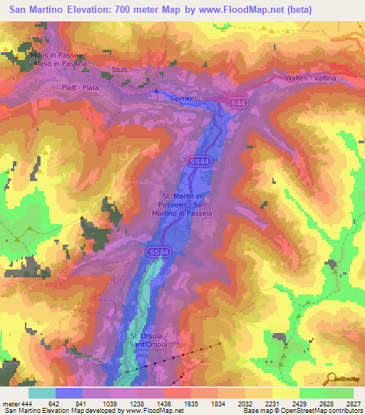 San Martino,Italy Elevation Map