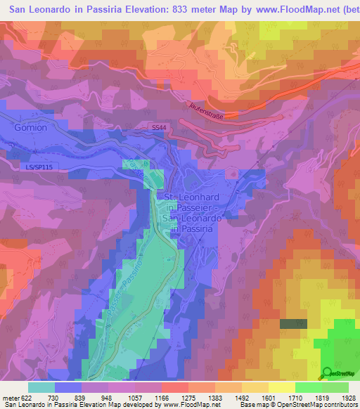 San Leonardo in Passiria,Italy Elevation Map