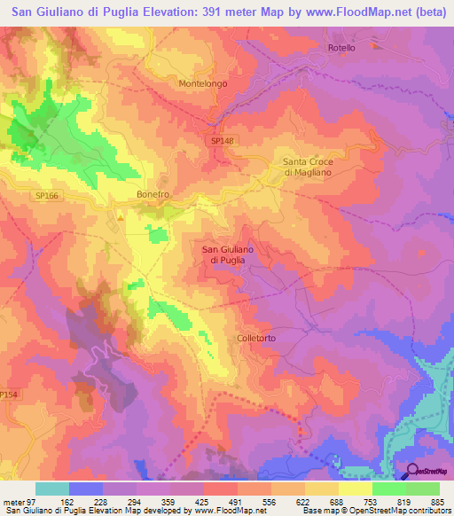 San Giuliano di Puglia,Italy Elevation Map