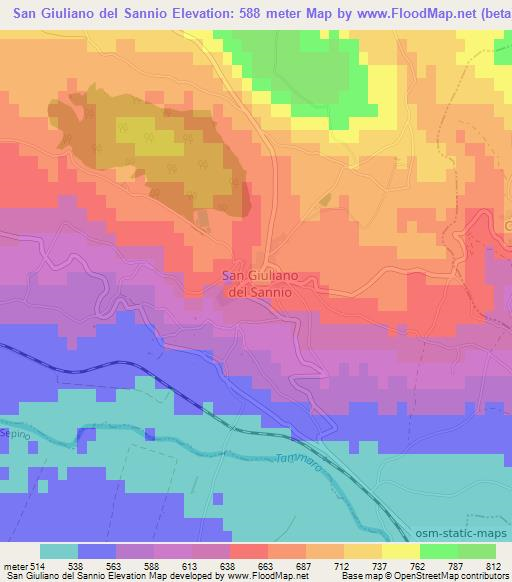 San Giuliano del Sannio,Italy Elevation Map