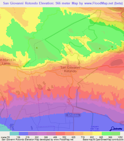 San Giovanni Rotondo,Italy Elevation Map