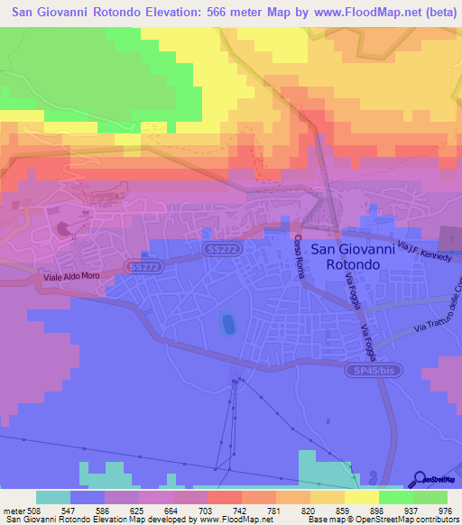 San Giovanni Rotondo,Italy Elevation Map