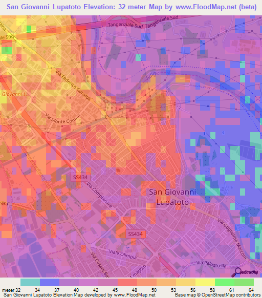 San Giovanni Lupatoto,Italy Elevation Map