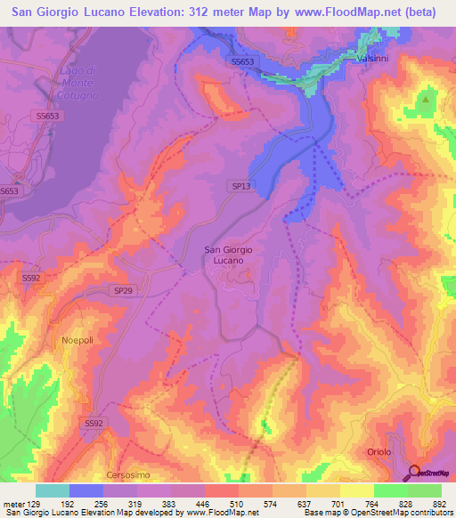 San Giorgio Lucano,Italy Elevation Map