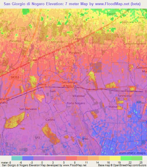 San Giorgio di Nogaro,Italy Elevation Map