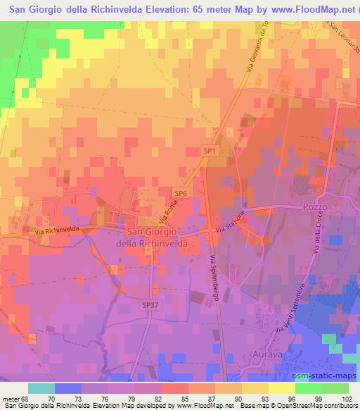 San Giorgio della Richinvelda,Italy Elevation Map