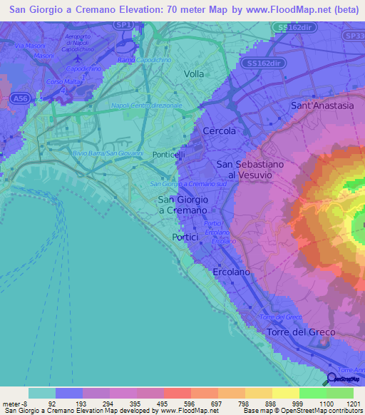 San Giorgio a Cremano,Italy Elevation Map