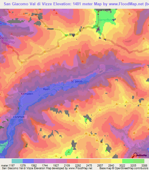 San Giacomo Val di Vizze,Italy Elevation Map