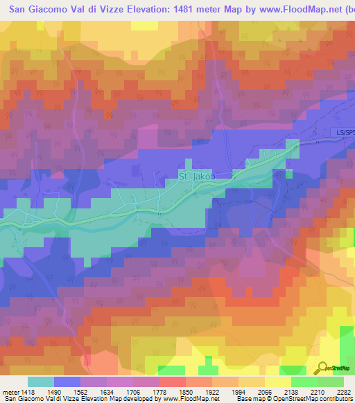 San Giacomo Val di Vizze,Italy Elevation Map