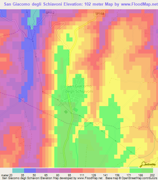 San Giacomo degli Schiavoni,Italy Elevation Map