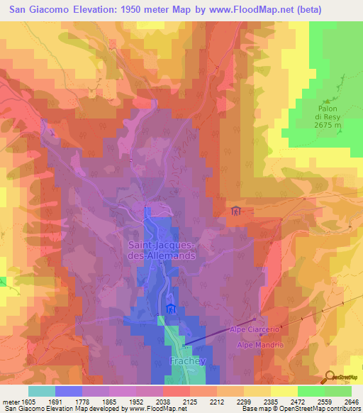 San Giacomo,Italy Elevation Map