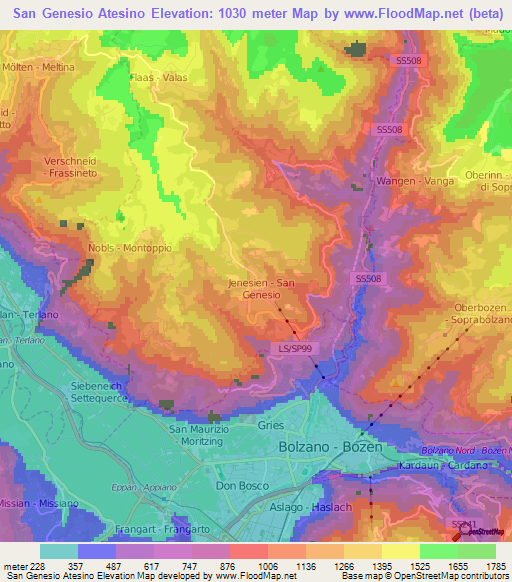 San Genesio Atesino,Italy Elevation Map