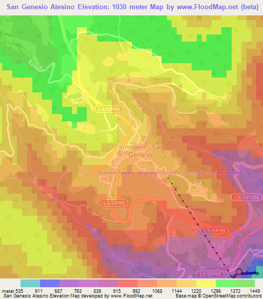 San Genesio Atesino,Italy Elevation Map