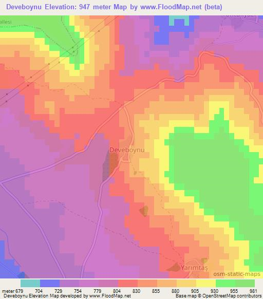 Deveboynu,Turkey Elevation Map