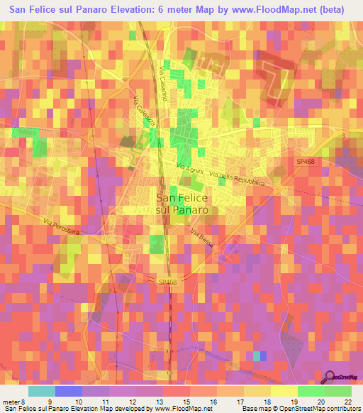 San Felice sul Panaro,Italy Elevation Map