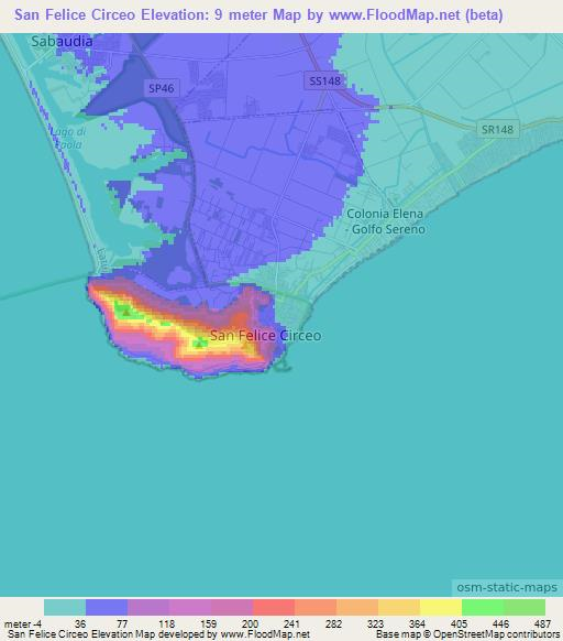 San Felice Circeo,Italy Elevation Map