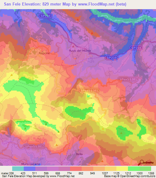 San Fele,Italy Elevation Map