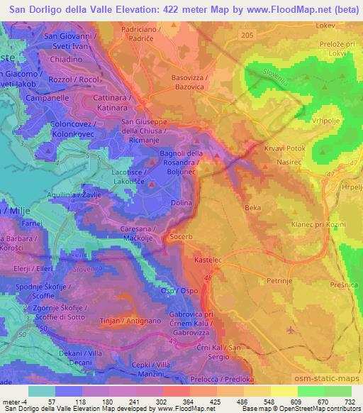 San Dorligo della Valle,Italy Elevation Map