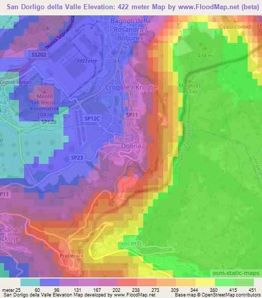 San Dorligo della Valle,Italy Elevation Map