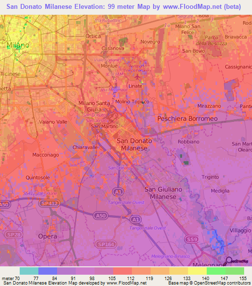 San Donato Milanese,Italy Elevation Map
