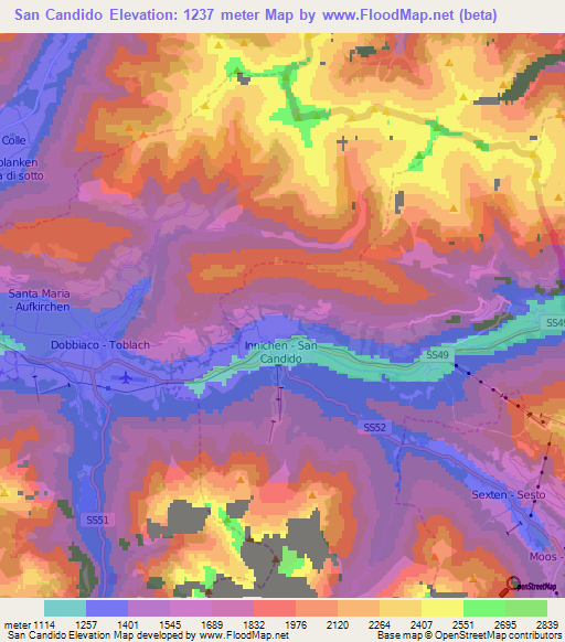 San Candido,Italy Elevation Map