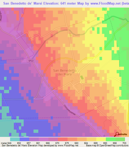 San Benedetto de' Marsi,Italy Elevation Map