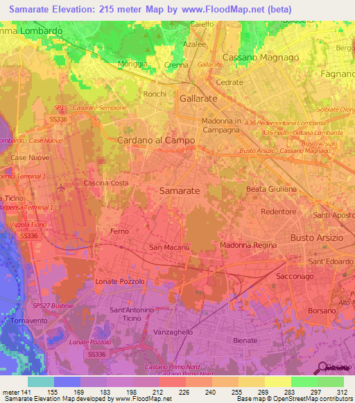 Samarate,Italy Elevation Map