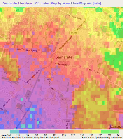 Samarate,Italy Elevation Map