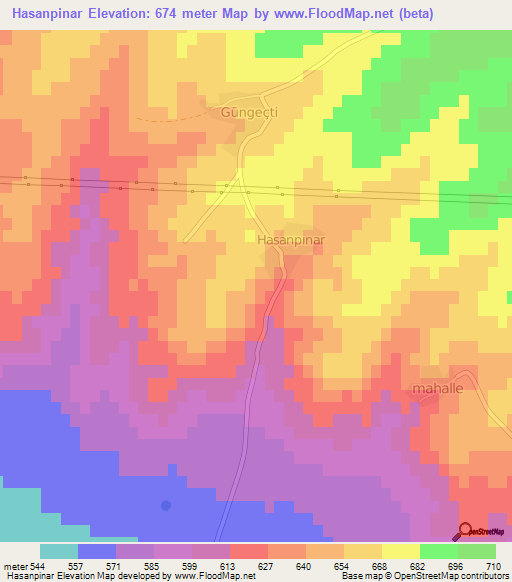 Hasanpinar,Turkey Elevation Map