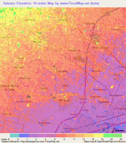 Salzano,Italy Elevation Map