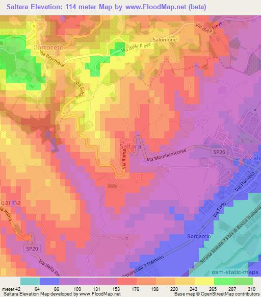 Saltara,Italy Elevation Map