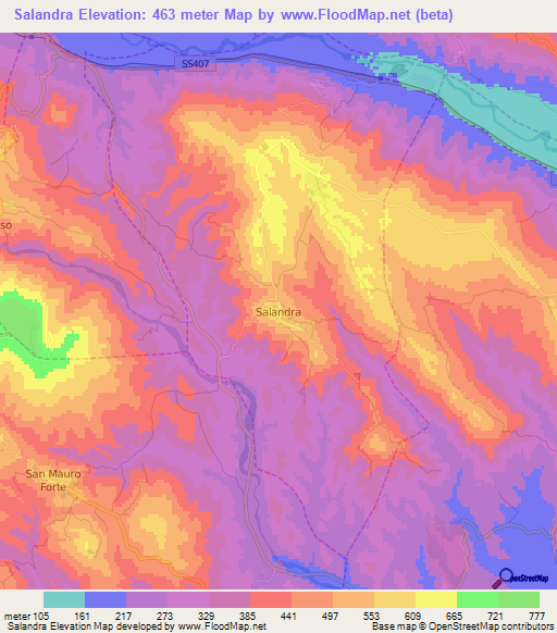 Salandra,Italy Elevation Map