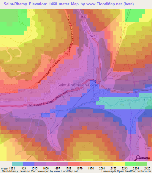 Saint-Rhemy,Italy Elevation Map