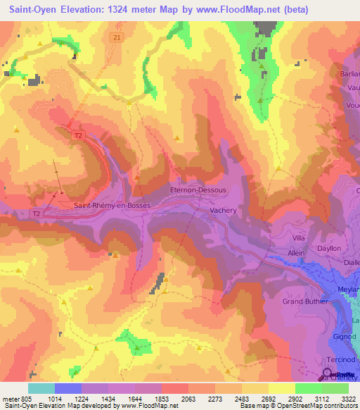 Saint-Oyen,Italy Elevation Map