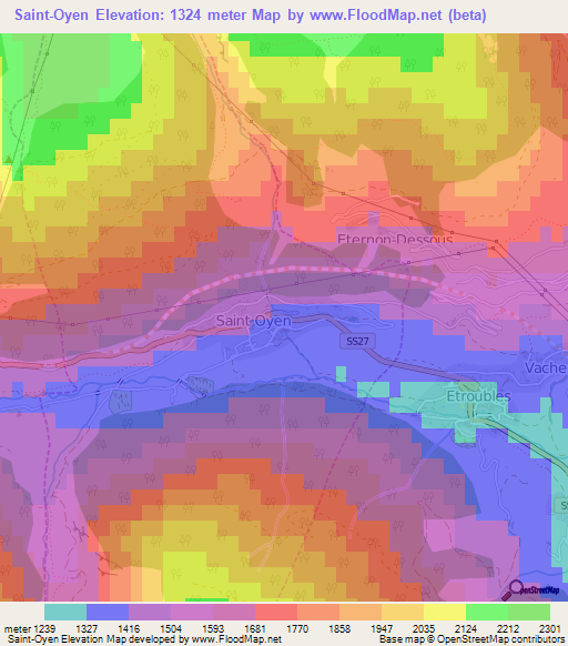 Saint-Oyen,Italy Elevation Map