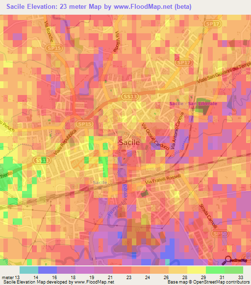 Sacile,Italy Elevation Map