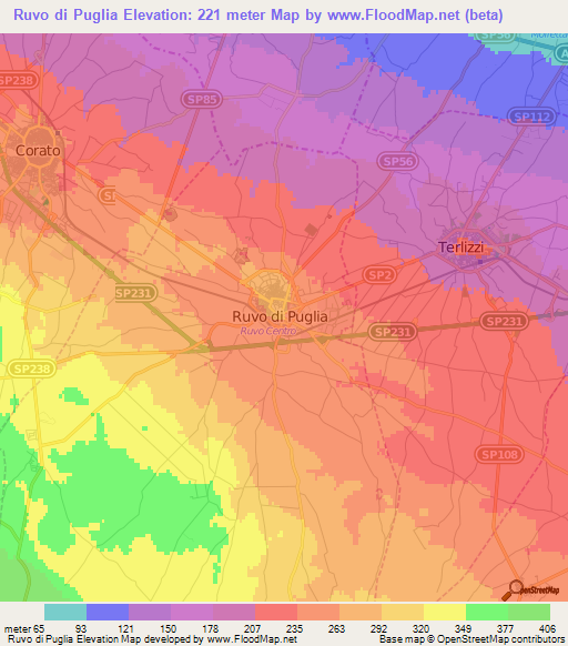 Ruvo di Puglia,Italy Elevation Map