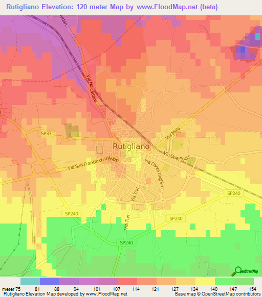 Rutigliano,Italy Elevation Map