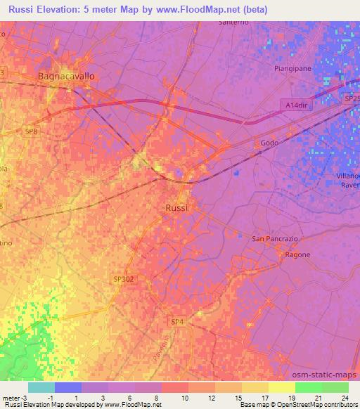 Russi,Italy Elevation Map