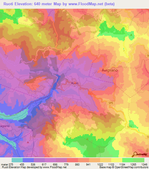 Ruoti,Italy Elevation Map