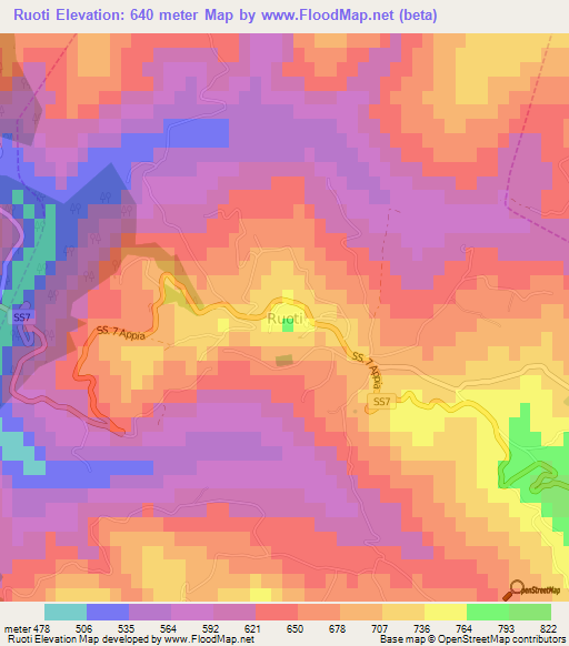 Ruoti,Italy Elevation Map