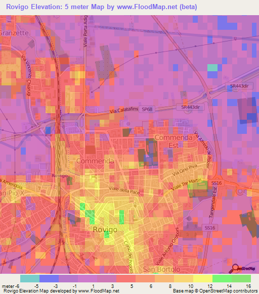 Rovigo,Italy Elevation Map