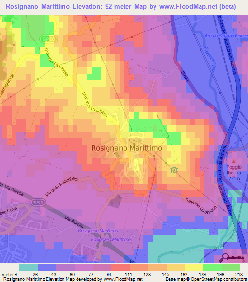 Rosignano Marittimo,Italy Elevation Map