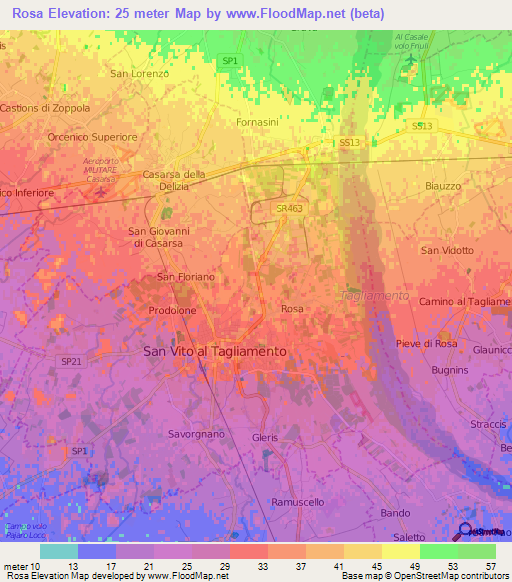 Rosa,Italy Elevation Map