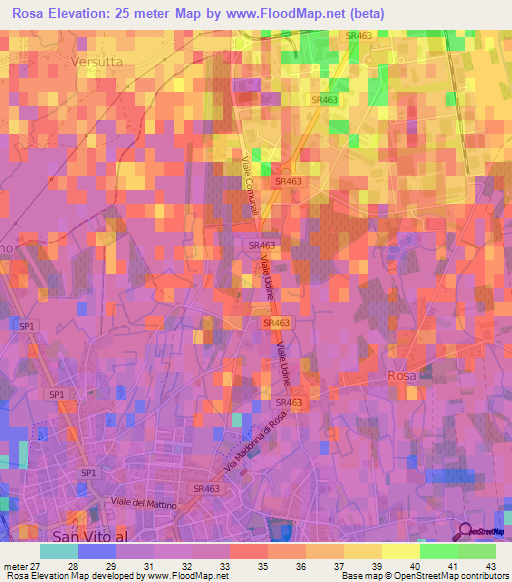 Rosa,Italy Elevation Map